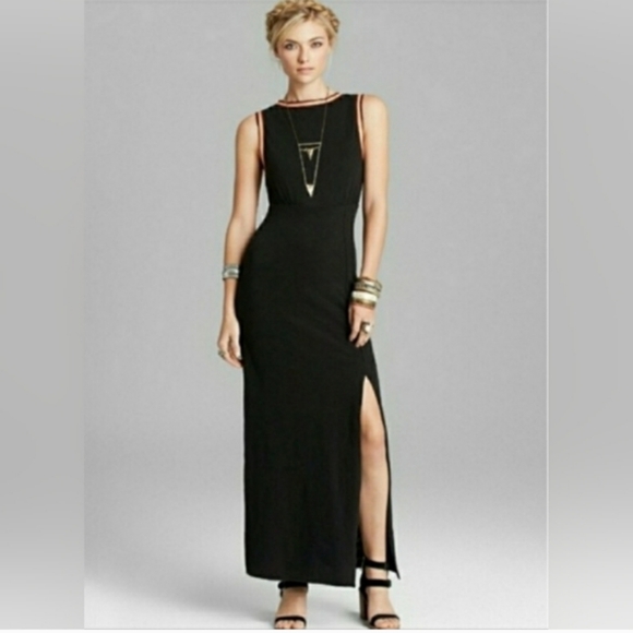 Free People Embroidered Black Sabrina Maxi Cut Out Dress Medium - Picture 3 of 16